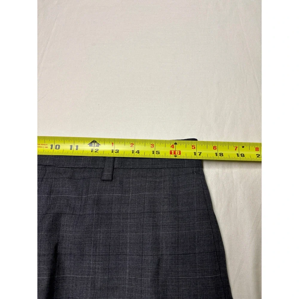 Banana Republic Classic Fit Grey Glen Plaid Wool Blend Dress Pants 33/34 Mens